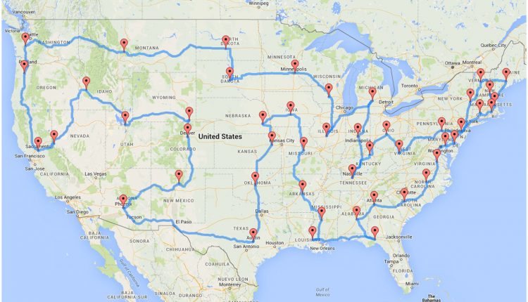 US Road Trip Map